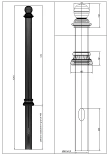 Słupek chodnikowy ozdobny | metalowy, kula, retro, miejski, parkingowy